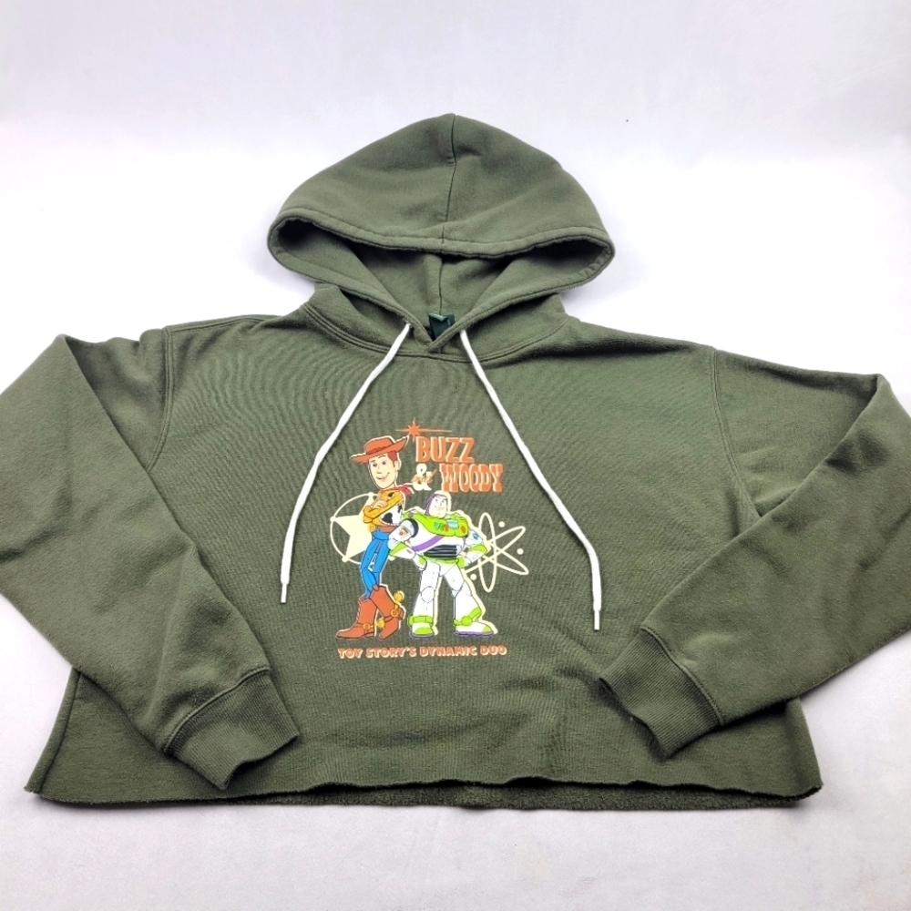 Wild Fable Cropped Raw Hem Oversized Toy Story Buzz & Woody Disney Hoodie